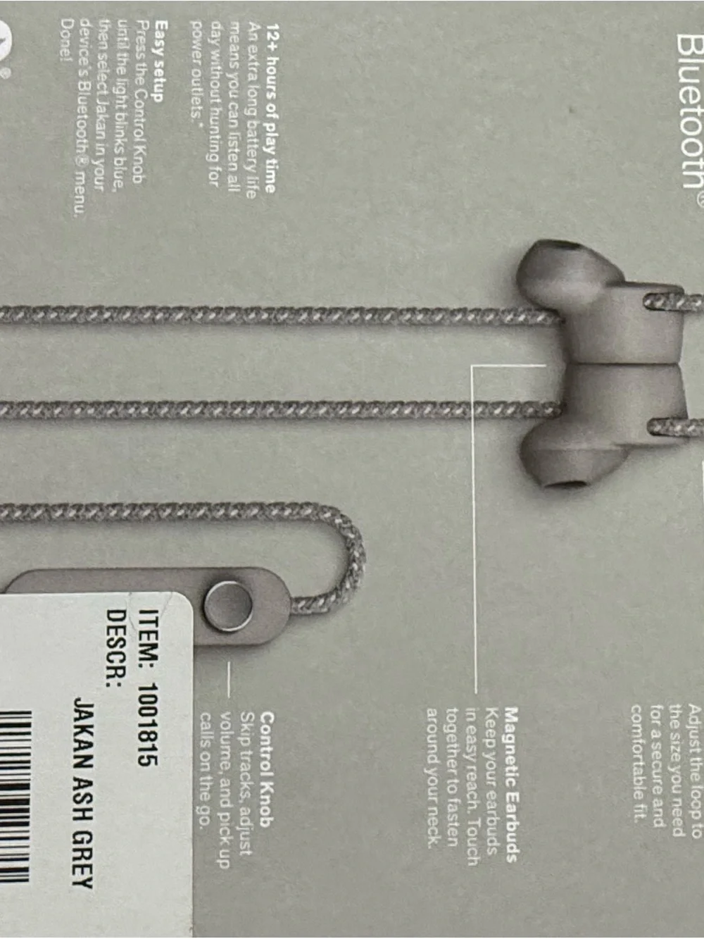 Urbane Gray Braided Bluetooth Earbuds with Inline Control